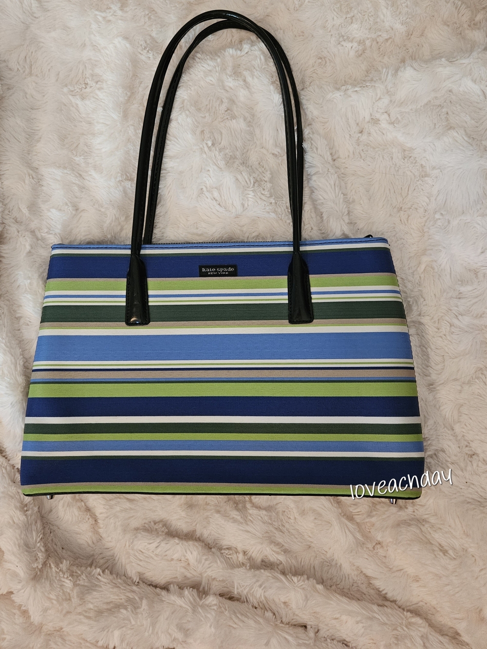 kate spade✨️Striped Tote Bag in Blue & Green